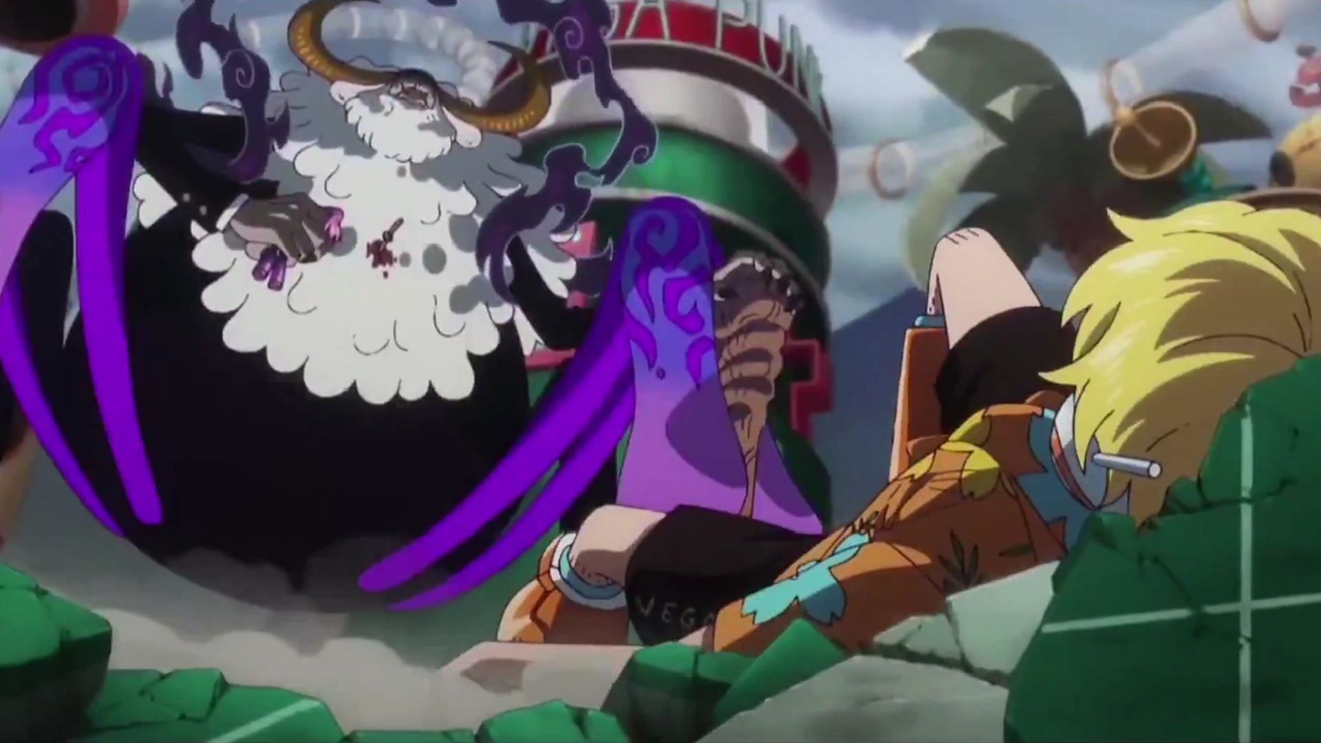 Saturn overpowered Sanji and Bonney (Image via Toei Animation)